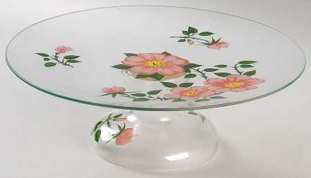 Desert Rose (England and Portugal Backstamp) 12" Glassware Cake Stand
