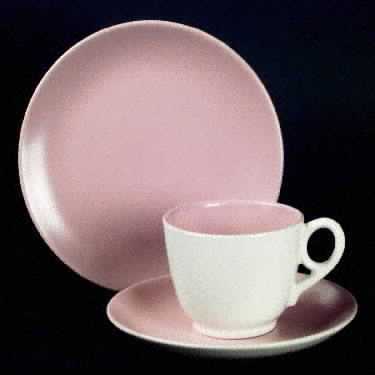 Duo Tone Coral (Pink) Flat Cup & Saucer Set