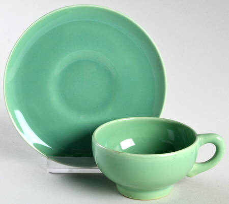 El Patio Apple Green (Glossy) Footed Demitasse Cup & Saucer Set by Franciscan