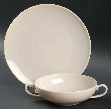 Encanto Blank Flat Cream Soup Bowl & Dessert Plate/Saucer Set