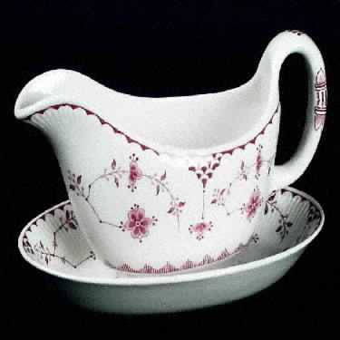 Erica Pink (White) Gravy Boat & Underplate/Relish