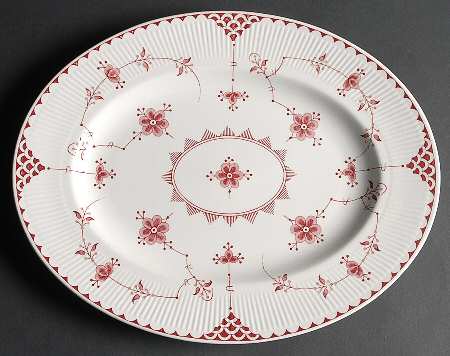 Erica Pink (White) 14" Oval Serving Platter