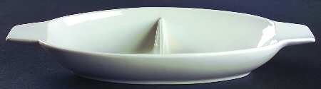Flair White 13" Oval Divided Vegetable Bowl