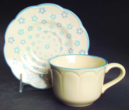 French Floral Flat Cup & Saucer Set