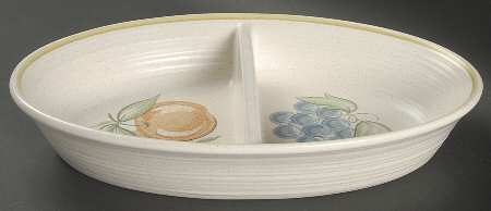 Fruit (Large Fruit) 11" Oval Divided Vegetable Bowl