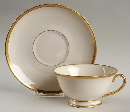 Gold Band (202 Merced Rim) Footed Cup & Saucer Set