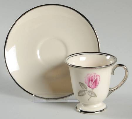 Huntington Rose Footed Demitasse Cup & Saucer Set