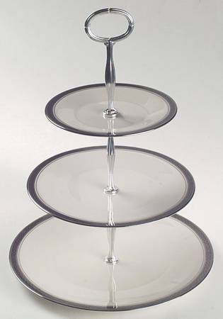 Indigo 13 7/8"-14 1/4" 3-Tiered Serving Tray(DP,SP,BB) HC