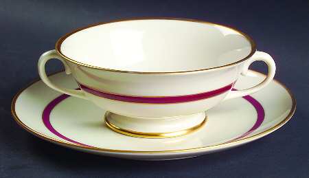 Laguna Footed Cream Soup Bowl & Saucer Set