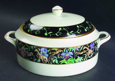 Menagerie Black Round Covered Vegetable