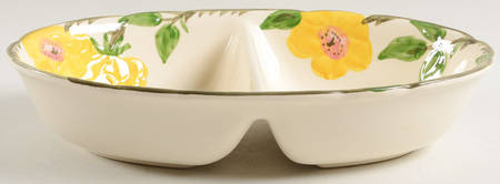 Meadow Rose 10" Oval Divided Vegetable Bowl