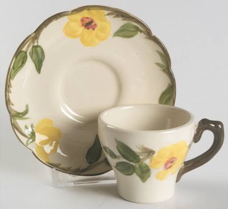 Meadow Rose Flat Demitasse Cup & Saucer Set