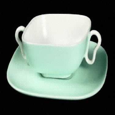 Metropolitan Aqua (Turquoise) Flat Cream Soup Bowl & Saucer Set