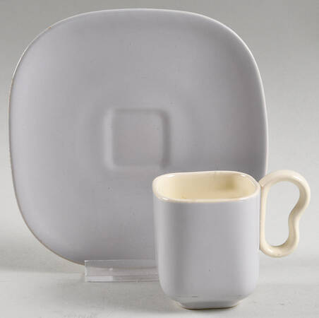 Metropolitan Gray Flat Demitasse Cup & Saucer Set