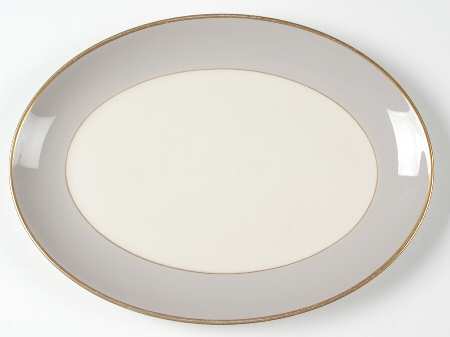 Palomar Grey (Gold Trim) 12" Oval Serving Platter