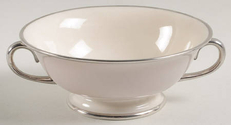 Palomar Grey (Platinum Trim) Footed Cream Soup Bowl by Franciscan