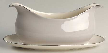 Palomar Grey (Platinum Trim) Gravy Boat with Attached Underplate by Franciscan