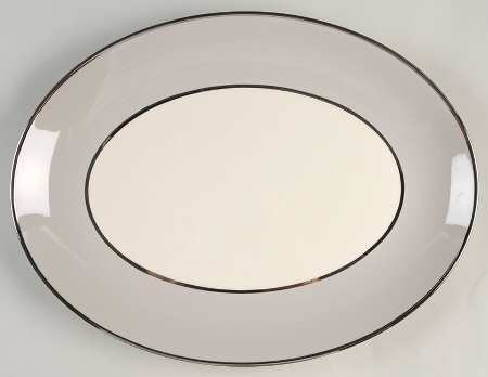 Palomar Grey (Platinum Trim) 16" Oval Serving Platter by Franciscan