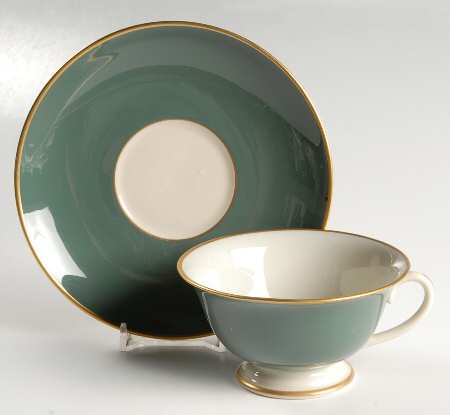 Palomar Jade (Dark Green) Footed Cup & Saucer Set