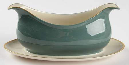 Palomar Jade (Dark Green) Gravy Boat with Attached Underplate
