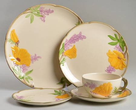 Poppy (Yellow & Purple Flowers) 5 Piece Place Setting