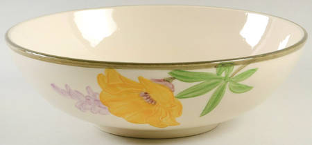 Poppy (Yellow & Purple Flowers) 8" Round Vegetable Bowl