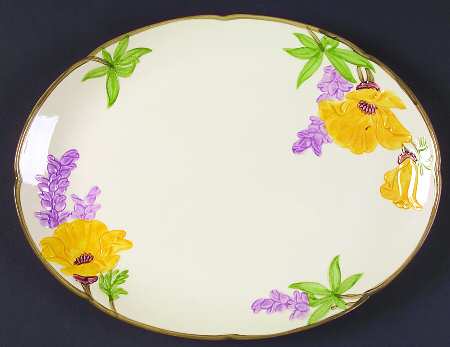 Poppy (Yellow & Purple Flowers) 12" Oval Serving Platter