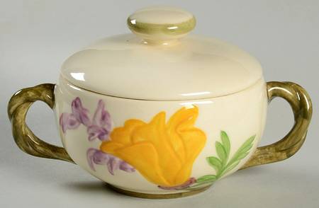 Poppy (Yellow & Purple Flowers) Sugar Bowl & Lid