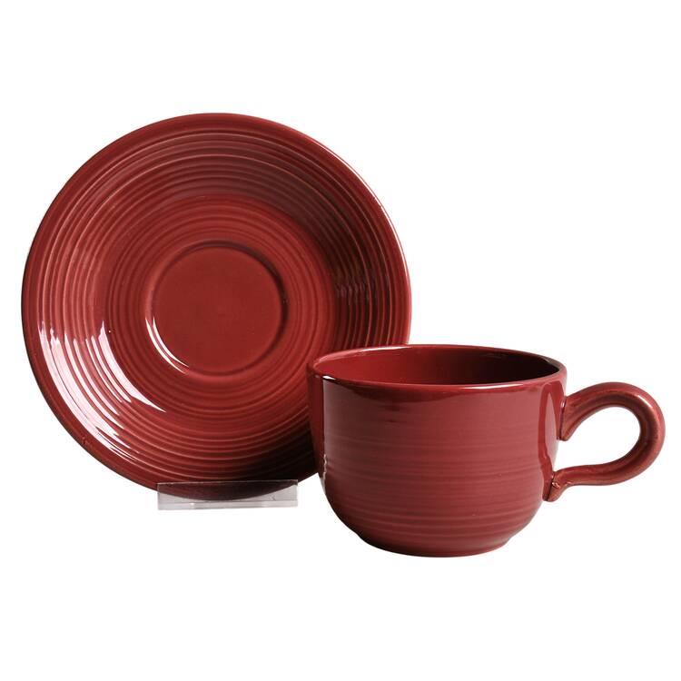 Reflections Burgundy Flat Cup & Saucer Set by Franciscan