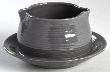 Reflections Smoke Grey Gravy Boat with Attached Underplate
