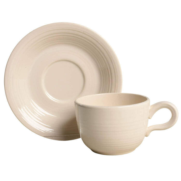 Reflections White Flat Cup & Saucer Set