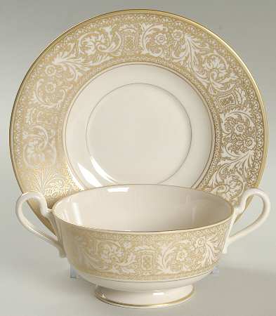 Renaissance Gold Footed Cream Soup Bowl & Saucer Set