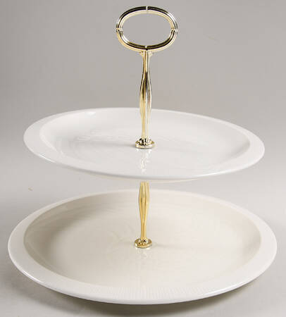 Sea Sculptures White 6 5/8"-10"  2 Tiered Serving Tray (Dp, Sp) HC