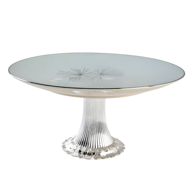 Silver Pine Cake Stand with 4"-5" Metal Pedestal  Hc