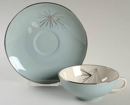 Silver Pine 2" Flat Cup & Saucer Set by Franciscan