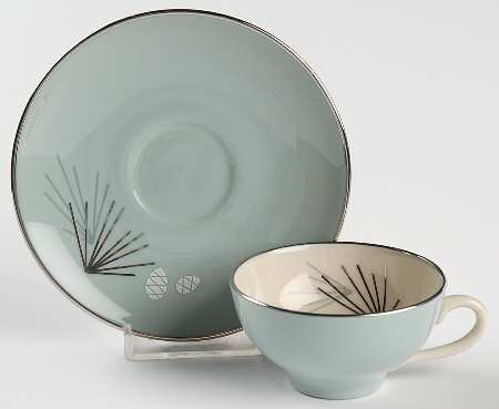 Silver Pine Flat Demitasse Cup & Saucer Set