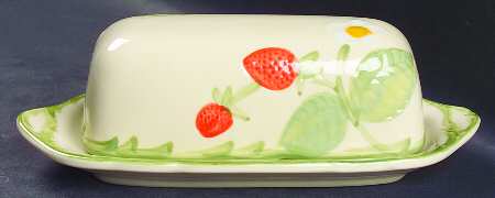 Strawberry Fair 1/4 Lb Covered Butter No Finial on Lid