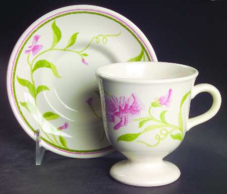 Sweet Pea (Greenhouse) Footed Cup & Saucer Set