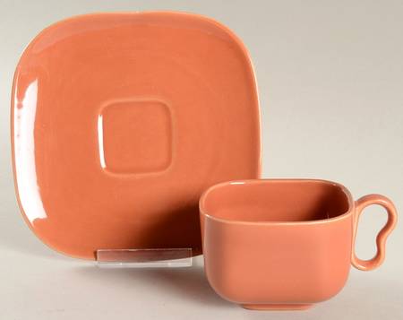 Tiempo Apricot (Copper) Flat Cup & Saucer Set by Franciscan