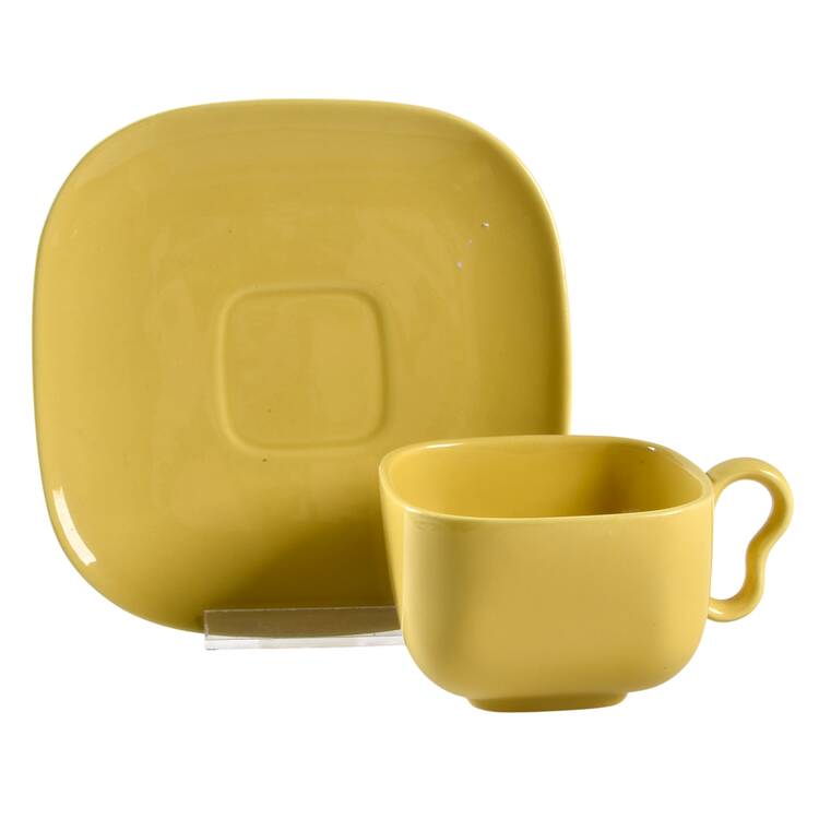Tiempo Yellow (Mustard) Flat Cup & Saucer Set