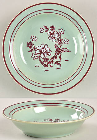 Tiger Flower Celadon Rim Fruit/Dessert (Sauce) Bowl