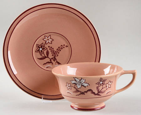 Tiger Flower Coral Footed Cup & Saucer Set