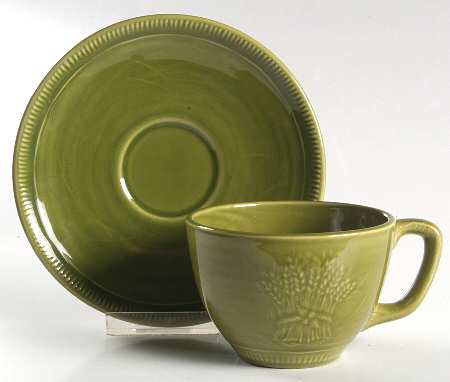 Wheat Green (Winter Green) Flat Cup & Saucer Set