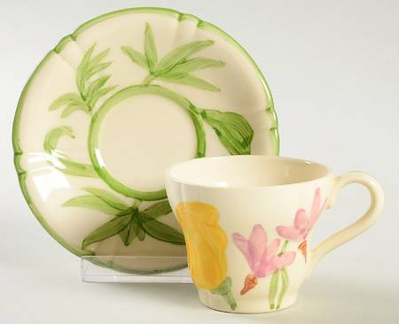 Wildflower Flat Demitasse Cup & Saucer Set