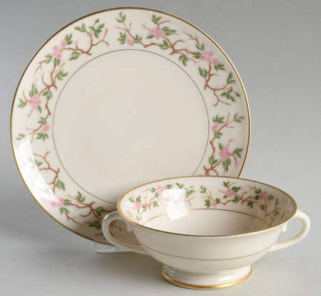 Woodside Footed Cream Soup Bowl & Saucer Set