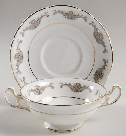 Angelique Footed Cream Soup Bowl & Saucer Set