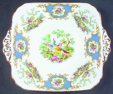 Broadway Medium Blue Square Handled Cake Plate