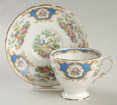 Broadway Medium Blue Footed Cup & Saucer Set