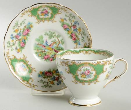 Broadway Green Footed Cup & Saucer Set