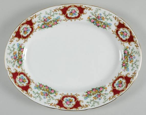 Broadway Maroon 13" Oval Serving Platter